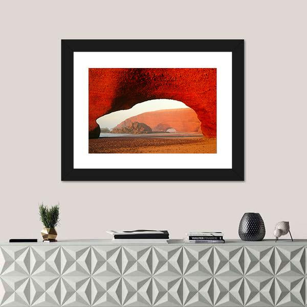 Red Archs On Atlantic Ocean Coast Canvas Wall Art-1 Piece-Framed Print-20" x 16"-Tiaracle