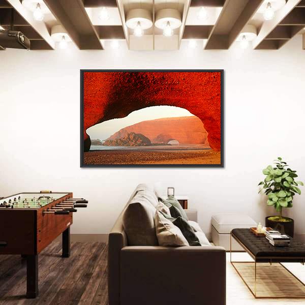 Red Archs On Atlantic Ocean Coast Canvas Wall Art-5 Horizontal-Gallery Wrap-22" x 12"-Tiaracle