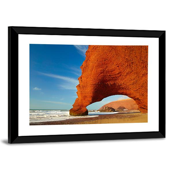 Red Archs On Atlantic Ocean Coast Canvas Wall Art-5 Horizontal-Gallery Wrap-22" x 12"-Tiaracle