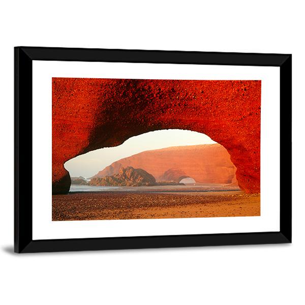 Red Archs On Atlantic Ocean Coast Canvas Wall Art-3 Horizontal-Gallery Wrap-25" x 16"-Tiaracle