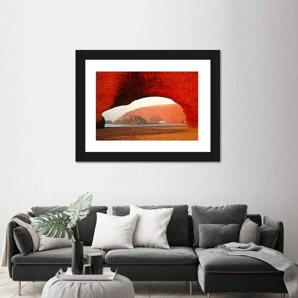 Red Archs On Atlantic Ocean Coast Canvas Wall Art-5 Horizontal-Gallery Wrap-22" x 12"-Tiaracle