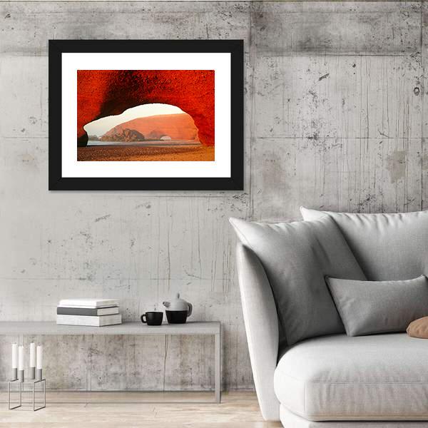 Red Archs On Atlantic Ocean Coast Canvas Wall Art-3 Horizontal-Gallery Wrap-25" x 16"-Tiaracle