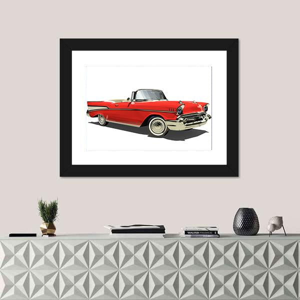 Red Car With An Open Top Canvas Wall Art-1 Piece-Framed Print-20" x 16"-Tiaracle