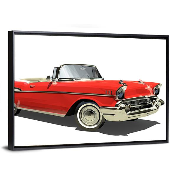 Red Car With An Open Top Canvas Wall Art-3 Horizontal-Gallery Wrap-25" x 16"-Tiaracle