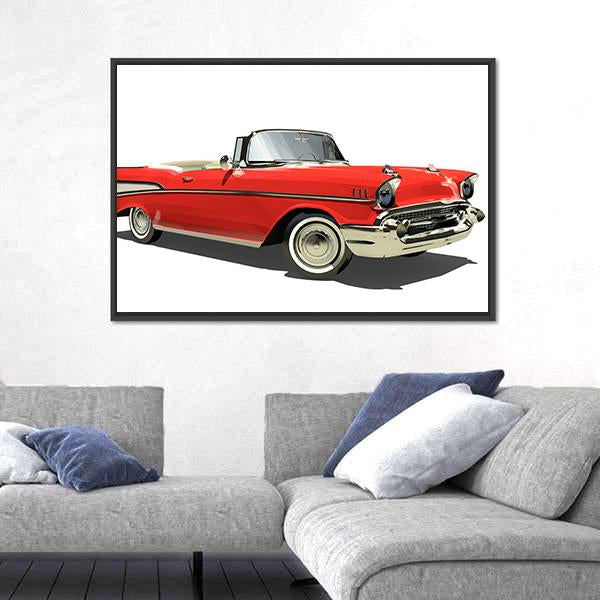 Red Car With An Open Top Canvas Wall Art-3 Horizontal-Gallery Wrap-25" x 16"-Tiaracle