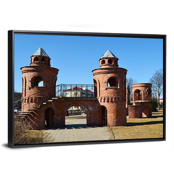 Red Children's Castle In Pinsk Belarus Canvas Wall Art-3 Horizontal-Gallery Wrap-25" x 16"-Tiaracle