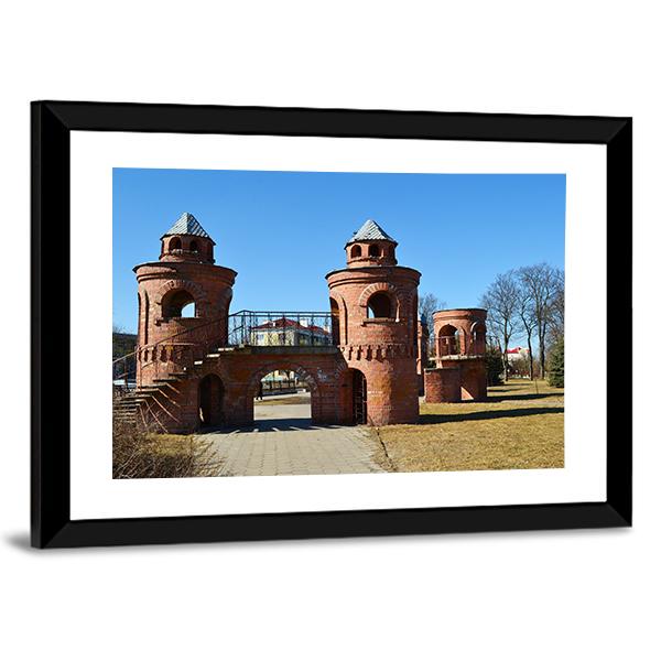 Red Children's Castle In Pinsk Belarus Canvas Wall Art-3 Horizontal-Gallery Wrap-25" x 16"-Tiaracle