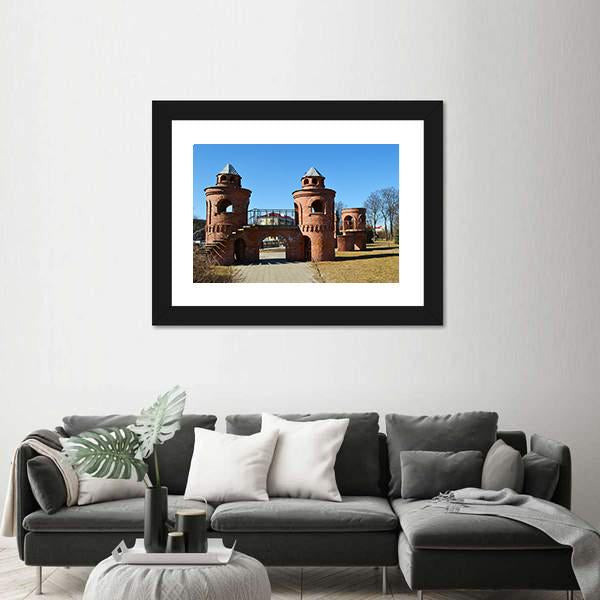 Red Children's Castle In Pinsk Belarus Canvas Wall Art-3 Horizontal-Gallery Wrap-25" x 16"-Tiaracle