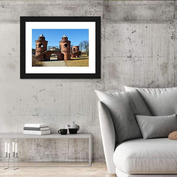 Red Children's Castle In Pinsk Belarus Canvas Wall Art-3 Horizontal-Gallery Wrap-25" x 16"-Tiaracle