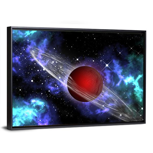 Red Gas Planet In The Orion Canvas Wall Art-5 Horizontal-Gallery Wrap-22" x 12"-Tiaracle