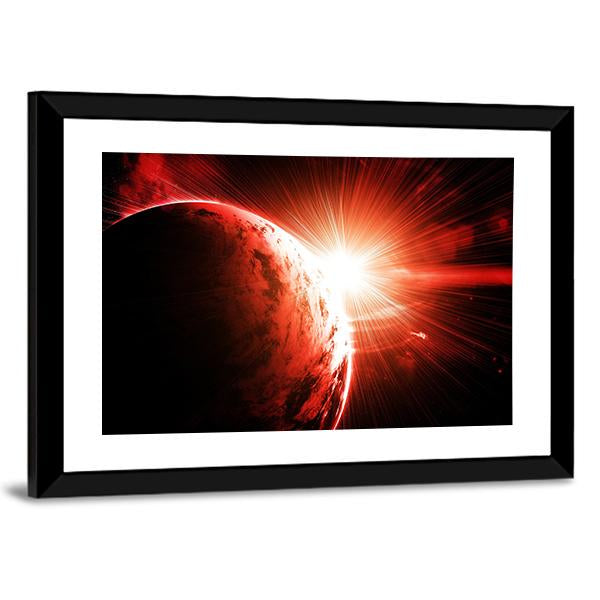 Red Gasy Planet With Its Star Canvas Wall Art-3 Horizontal-Gallery Wrap-25" x 16"-Tiaracle