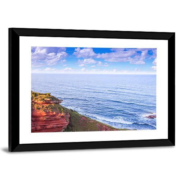 Red Layered Cliffs Of Scotland's Canvas Wall Art-3 Horizontal-Gallery Wrap-25" x 16"-Tiaracle