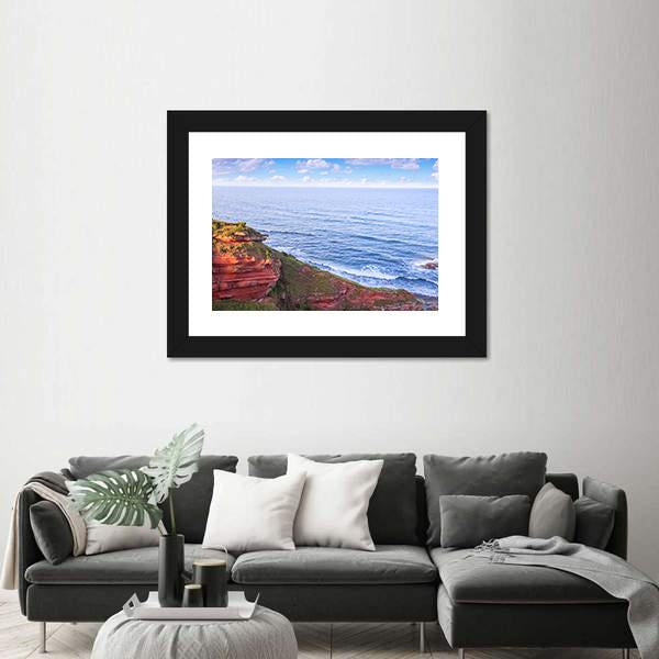 Red Layered Cliffs Of Scotland's Canvas Wall Art-3 Horizontal-Gallery Wrap-25" x 16"-Tiaracle