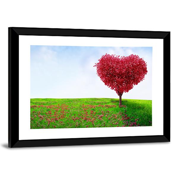 Red Love Tree In Summer Canvas Wall Art-5 Horizontal-Gallery Wrap-22" x 12"-Tiaracle