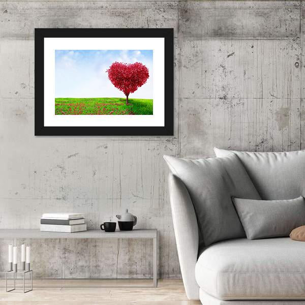 Red Love Tree In Summer Canvas Wall Art-5 Horizontal-Gallery Wrap-22" x 12"-Tiaracle