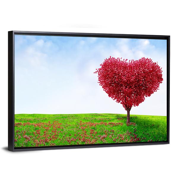 Red Love Tree In Summer Canvas Wall Art-5 Horizontal-Gallery Wrap-22" x 12"-Tiaracle