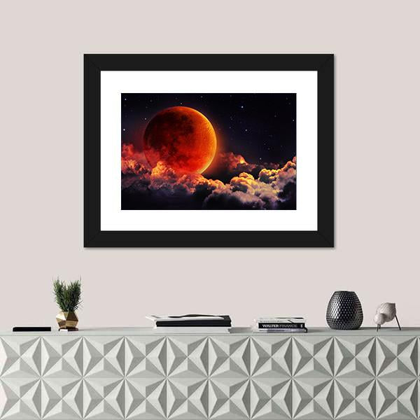 Red Planet With Clouds Canvas Wall Art-1 Piece-Framed Print-20&quot; x 16&quot;-Tiaracle