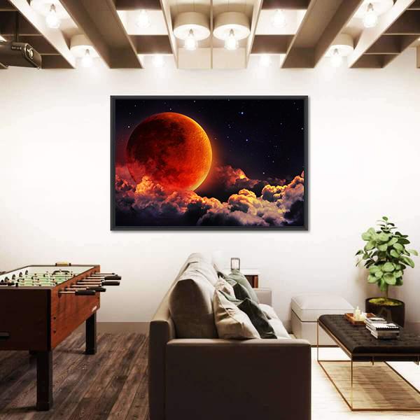 Red Planet With Clouds Canvas Wall Art-5 Horizontal-Gallery Wrap-22" x 12"-Tiaracle