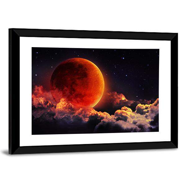 Red Planet With Clouds Canvas Wall Art-5 Horizontal-Gallery Wrap-22" x 12"-Tiaracle