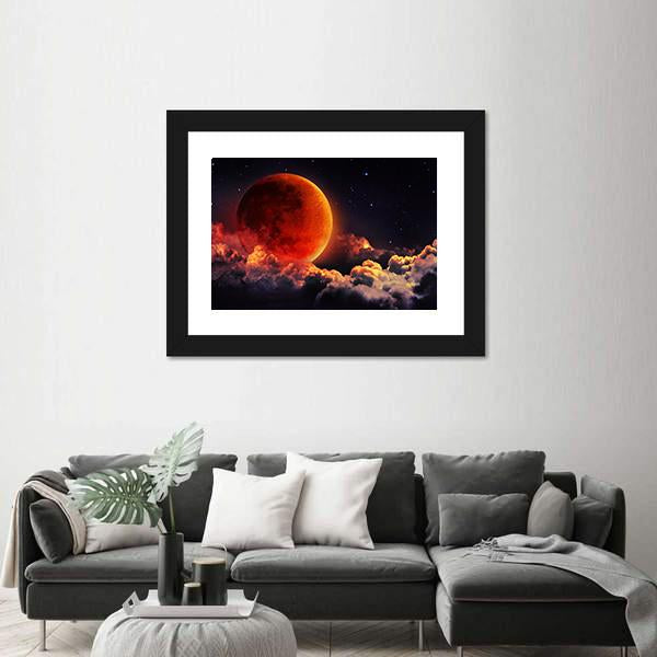 Red Planet With Clouds Canvas Wall Art-5 Horizontal-Gallery Wrap-22" x 12"-Tiaracle