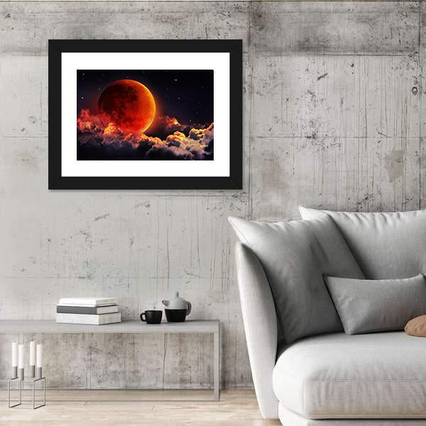 Red Planet With Clouds Canvas Wall Art-5 Horizontal-Gallery Wrap-22" x 12"-Tiaracle