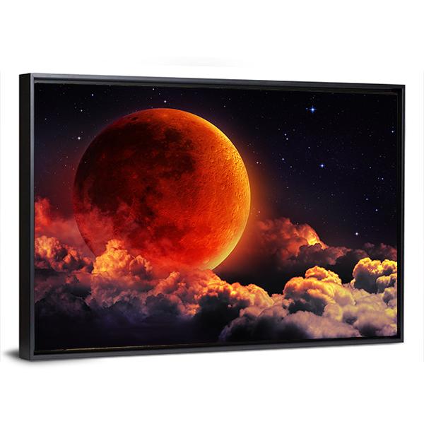 Red Planet With Clouds Canvas Wall Art-5 Horizontal-Gallery Wrap-22" x 12"-Tiaracle