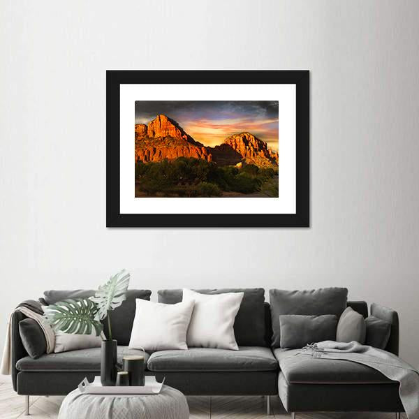 Red Rock Mountains Of Sedona Canvas Wall Art-3 Horizontal-Gallery Wrap-25" x 16"-Tiaracle