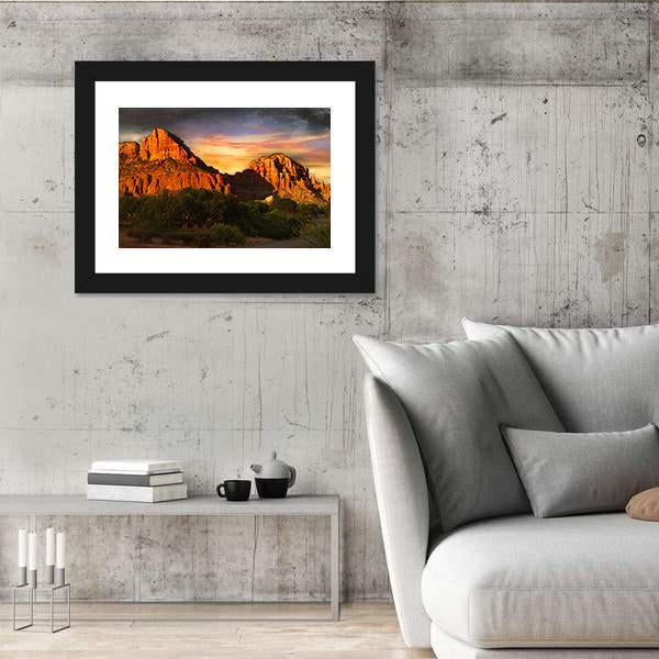Red Rock Mountains Of Sedona Canvas Wall Art-3 Horizontal-Gallery Wrap-25" x 16"-Tiaracle