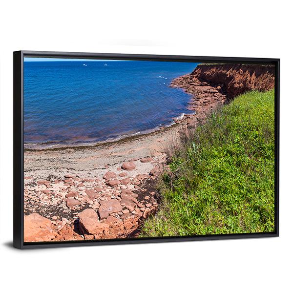 Red Rocks And Cliffs On Cavendish Beach In Edward Island Canvas Wall Art-3 Horizontal-Gallery Wrap-25" x 16"-Tiaracle
