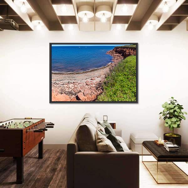 Red Rocks And Cliffs On Cavendish Beach In Edward Island Canvas Wall Art-3 Horizontal-Gallery Wrap-25" x 16"-Tiaracle