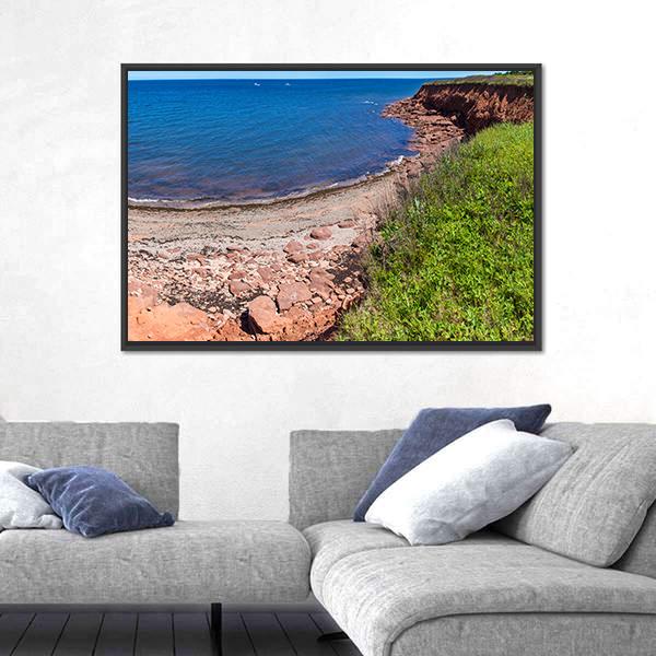 Red Rocks And Cliffs On Cavendish Beach In Edward Island Canvas Wall Art-3 Horizontal-Gallery Wrap-25" x 16"-Tiaracle