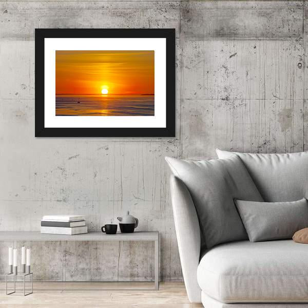 Red Sunset Over The Sea Canvas Wall Art-3 Horizontal-Gallery Wrap-25" x 16"-Tiaracle