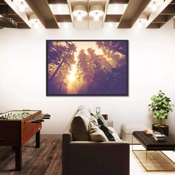 Redwood Forest In Warm Vintage Canvas Wall Art-3 Horizontal-Gallery Wrap-25" x 16"-Tiaracle