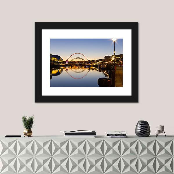 Reflected Tyne Bridges Canvas Wall Art-1 Piece-Framed Print-20" x 16"-Tiaracle