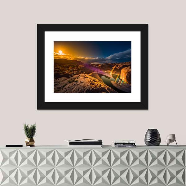 Reflection Canyon At Sunset Lake Powell Utah Canvas Wall Art-1 Piece-Framed Print-30" x 20"-Tiaracle