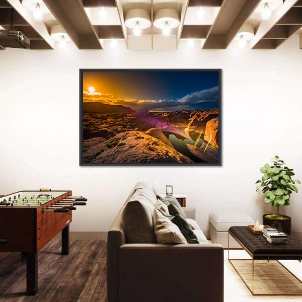 Reflection Canyon At Sunset Lake Powell Utah Canvas Wall Art-5 Horizontal-Gallery Wrap-22" x 12"-Tiaracle