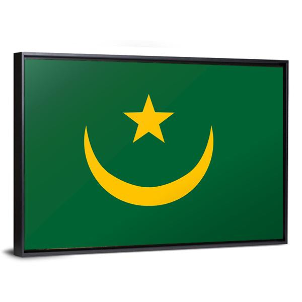 Reflection Flag Of Mauritania Canvas Wall Art-3 Horizontal-Gallery Wrap-25" x 16"-Tiaracle