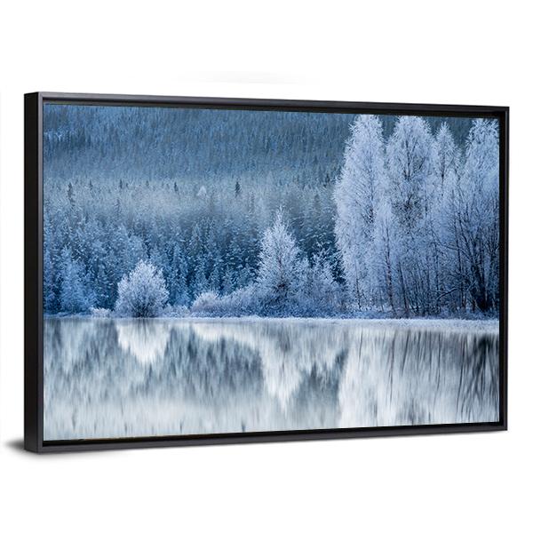 Reflection In Ice Of Forest Canvas Wall Art-3 Horizontal-Gallery Wrap-25" x 16"-Tiaracle