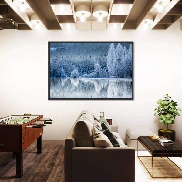 Reflection In Ice Of Forest Canvas Wall Art-3 Horizontal-Gallery Wrap-25" x 16"-Tiaracle