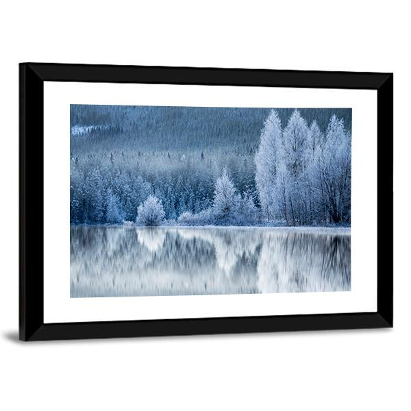 Reflection In Ice Of Forest Canvas Wall Art-3 Horizontal-Gallery Wrap-25" x 16"-Tiaracle