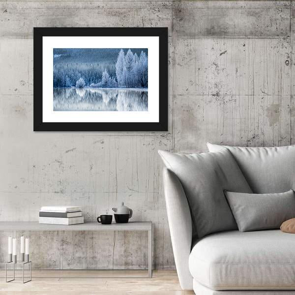 Reflection In Ice Of Forest Canvas Wall Art-3 Horizontal-Gallery Wrap-25" x 16"-Tiaracle
