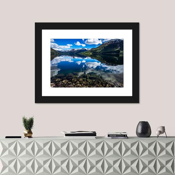 Reflection Lake Norway Canvas Wall Art-1 Piece-Framed Print-20" x 16"-Tiaracle
