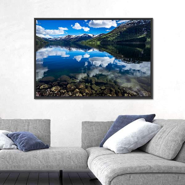 Reflection Lake Norway Canvas Wall Art-5 Horizontal-Gallery Wrap-22" x 12"-Tiaracle