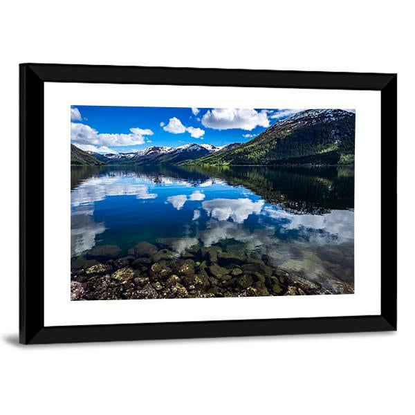 Reflection Lake Norway Canvas Wall Art-3 Horizontal-Gallery Wrap-25" x 16"-Tiaracle
