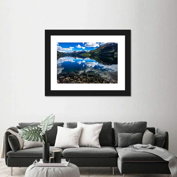 Reflection Lake Norway Canvas Wall Art-5 Horizontal-Gallery Wrap-22" x 12"-Tiaracle