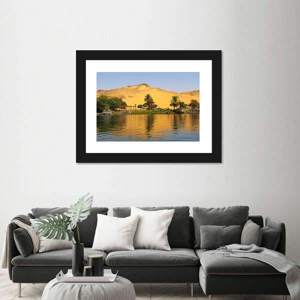Reflection Of A Sand Dune Over The Nile River Canvas Wall Art-5 Horizontal-Gallery Wrap-22" x 12"-Tiaracle