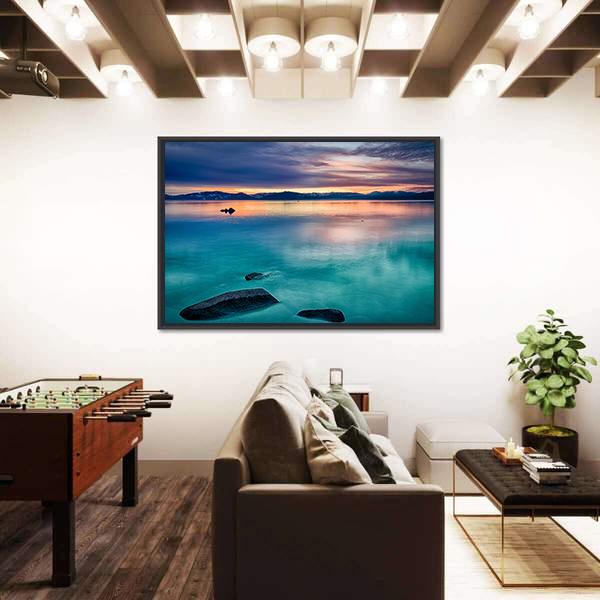 Reflection Of Clouds In A Lake Canvas Wall Art-3 Horizontal-Gallery Wrap-25" x 16"-Tiaracle