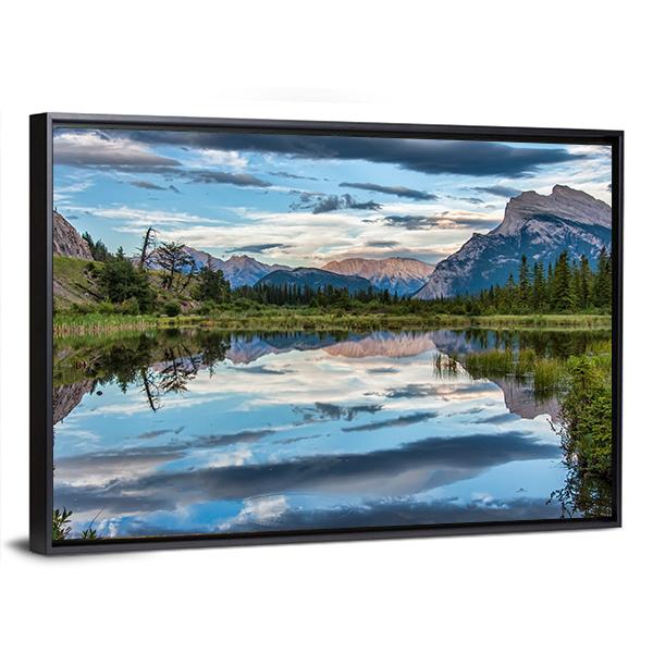 Reflection Of Dramatic Dark Clouds In Vermilion Lake Canvas Wall Art-3 Horizontal-Gallery Wrap-25" x 16"-Tiaracle