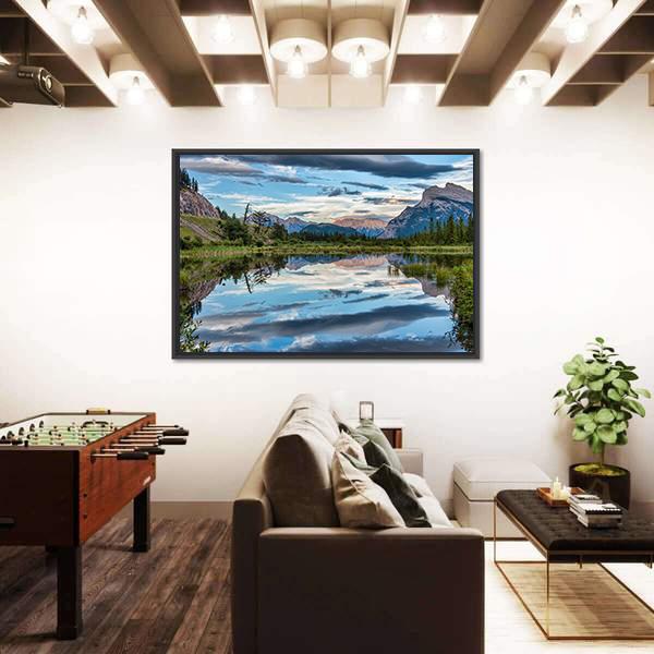 Reflection Of Dramatic Dark Clouds In Vermilion Lake Canvas Wall Art-3 Horizontal-Gallery Wrap-25" x 16"-Tiaracle