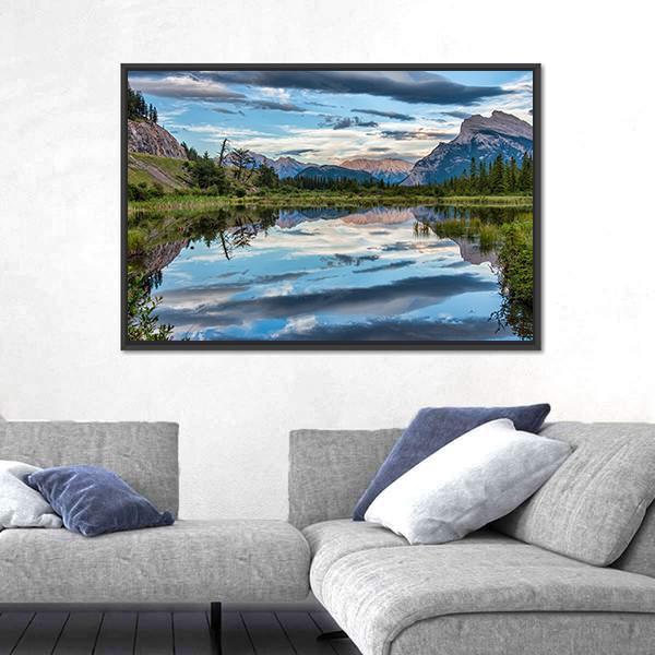 Reflection Of Dramatic Dark Clouds In Vermilion Lake Canvas Wall Art-3 Horizontal-Gallery Wrap-25" x 16"-Tiaracle